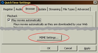 QuickTime MIME Settings