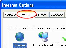 Internet Options Top