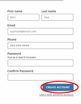 Account Creation Form on SOSBiz Website