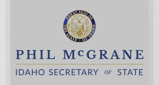 The Great Seal of the State of Idaho with the Idaho Secretary of State wordmark