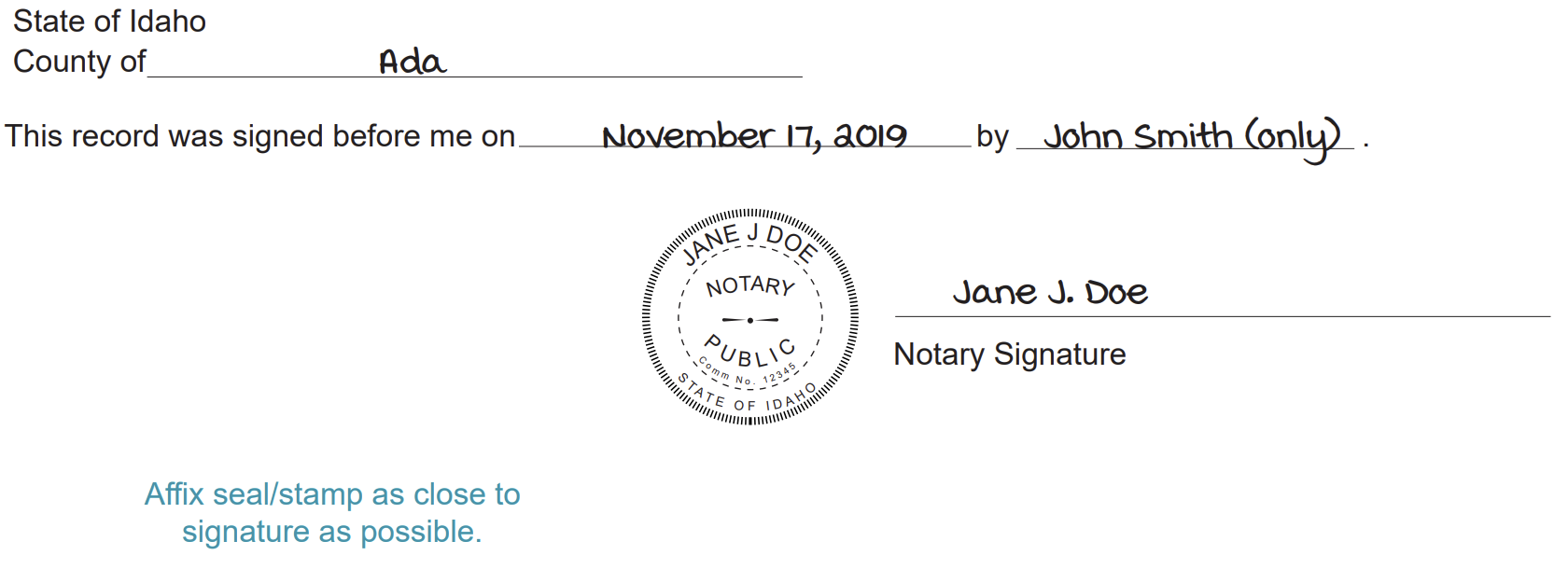 A completed basic signature certificate