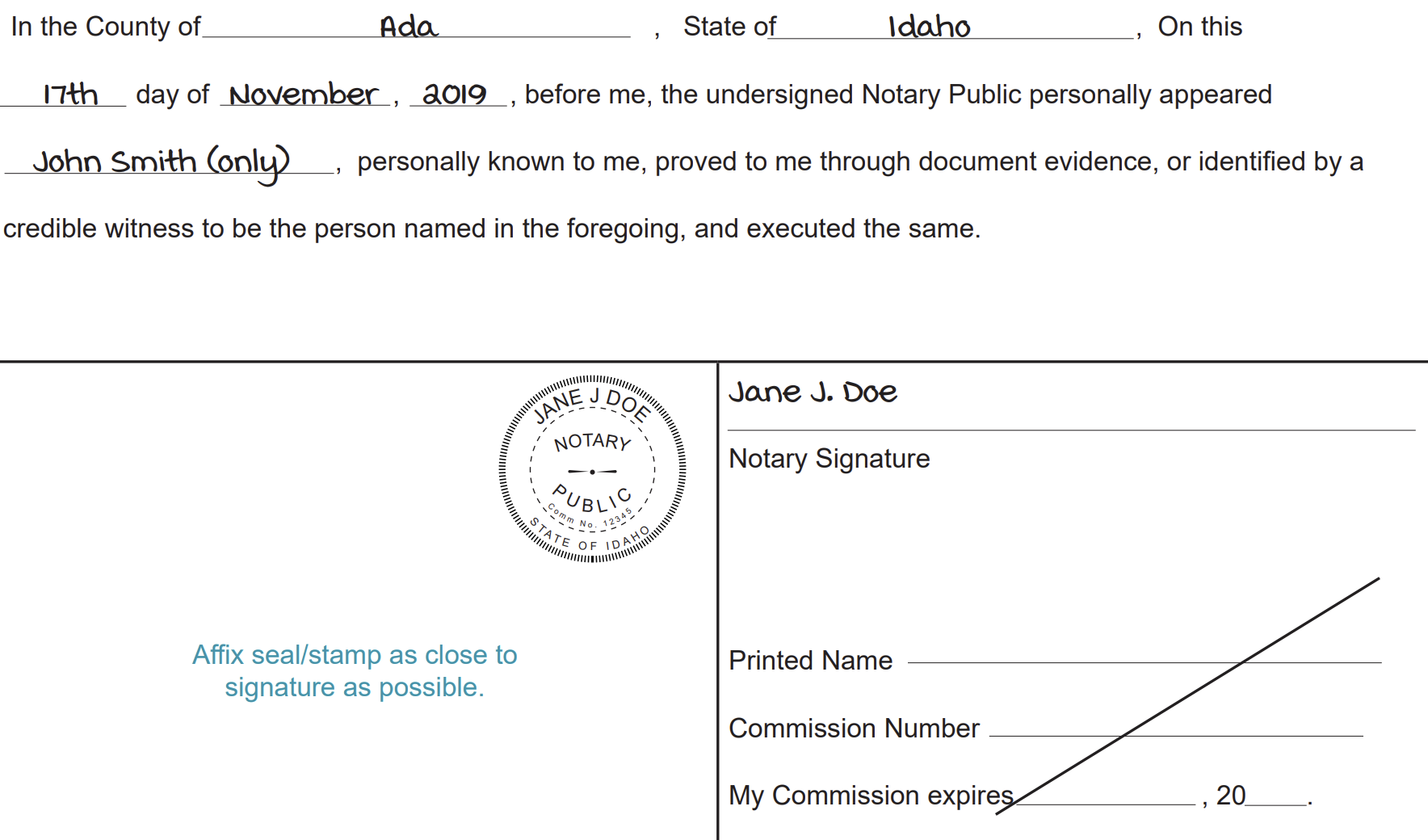 A completed version of the long-form signature certificate