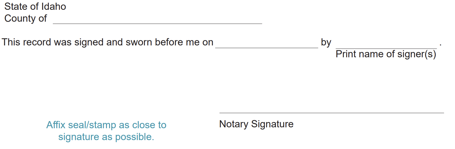 A blank basic jurat certificate