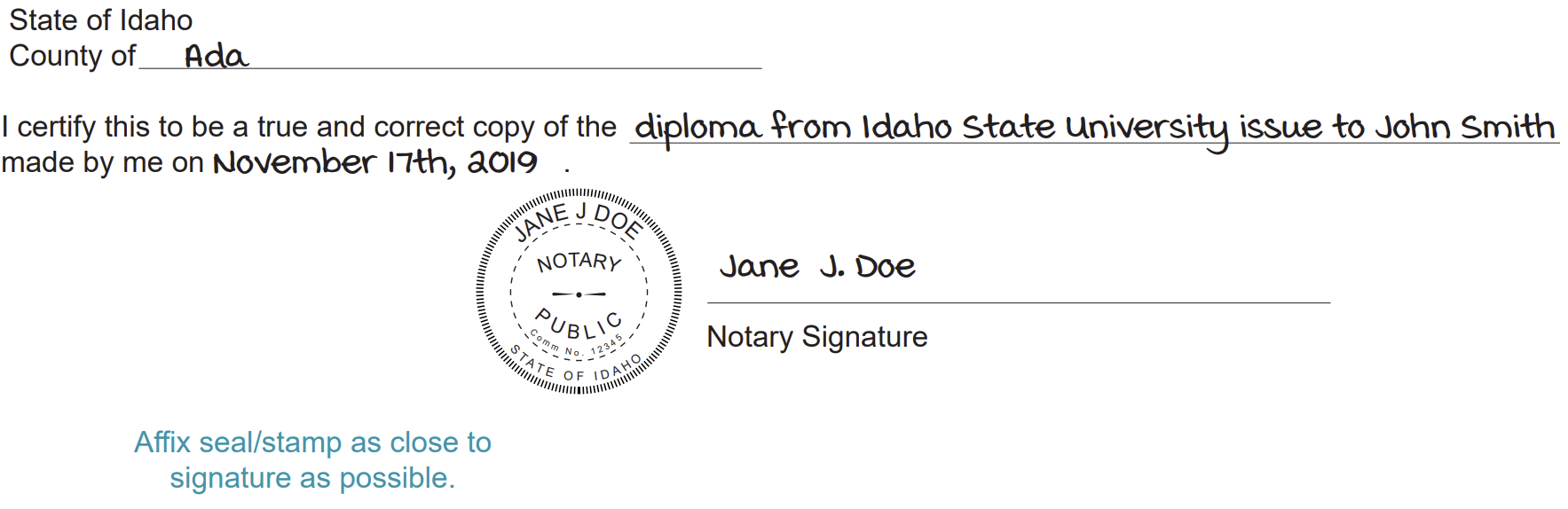 A completed direct certification